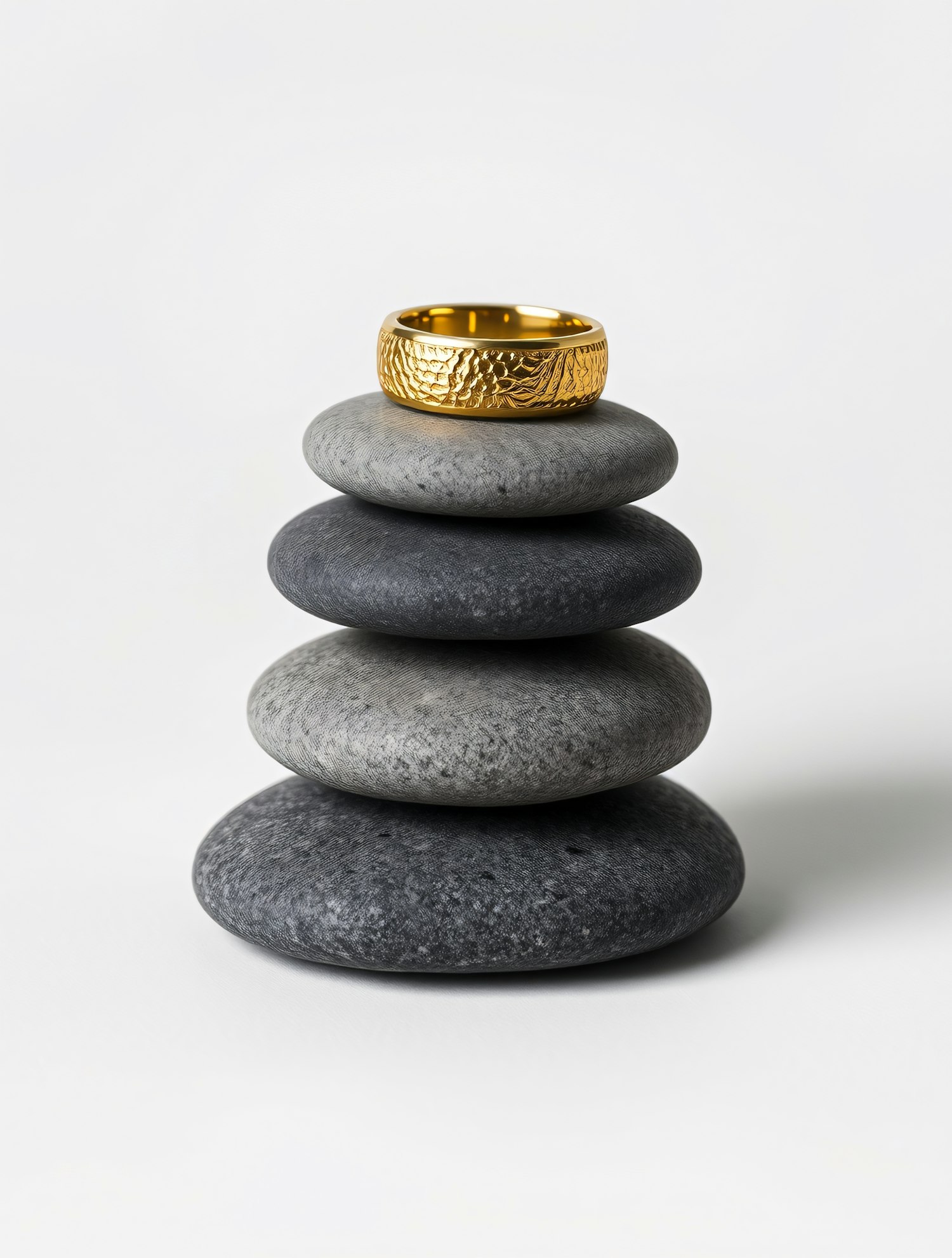 Balanced Stones with Golden Ring