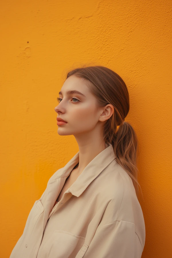 Woman Against Orange Wall