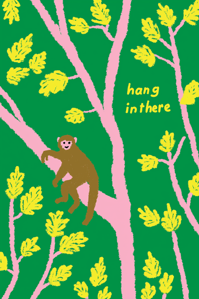 Monkey on Pink Branch