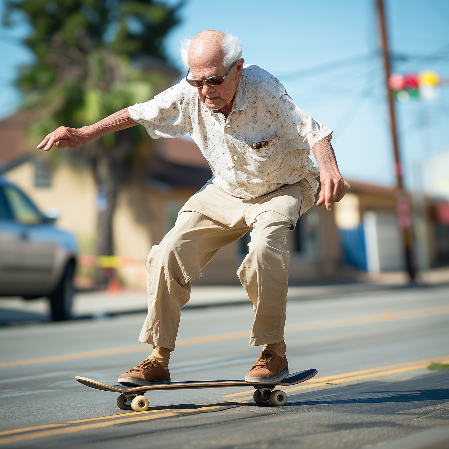 Elderly Skater Embracing Youthfulness