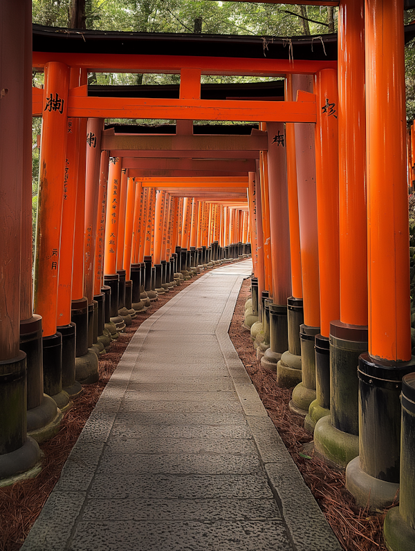 Serene Pathway at Fushimi Inari Shrine