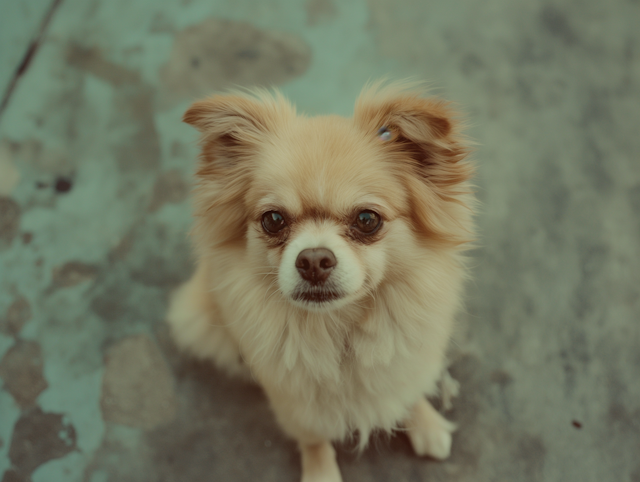 Fluffy White and Light Brown Dog