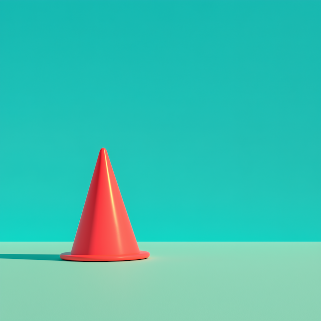 Vibrant Orange Traffic Cone with Turquoise Background