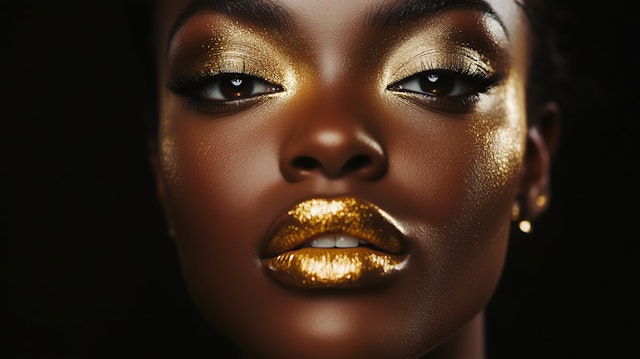 Close-up Portrait with Gold Makeup