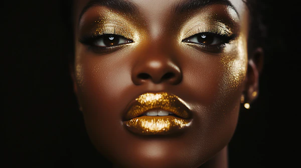 Close-up Portrait with Gold Makeup