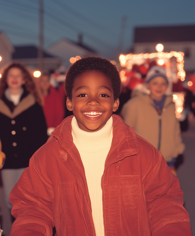 Joyful Boy in Festive Setting