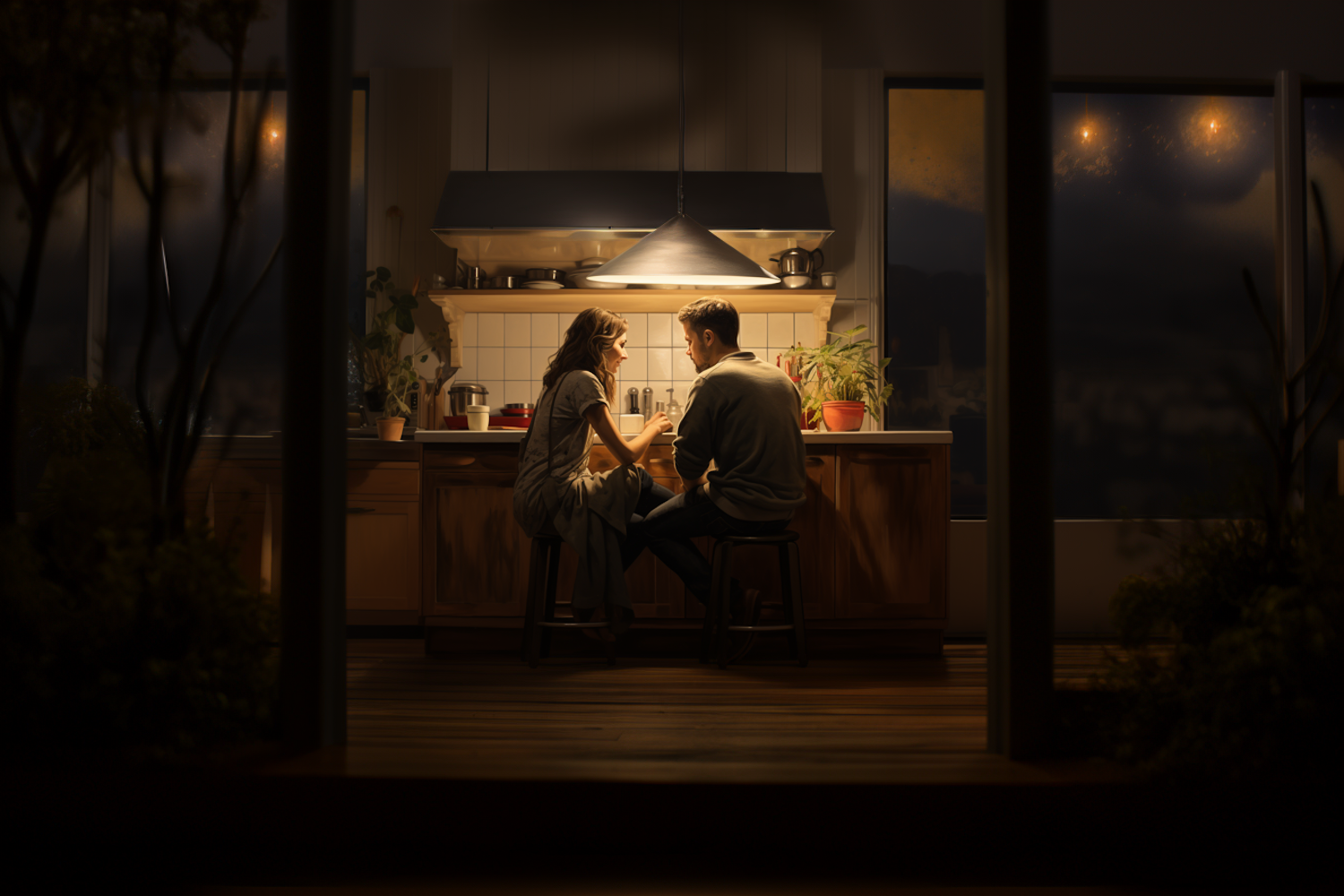 Cozy Evening Intimacy at the Kitchen Island