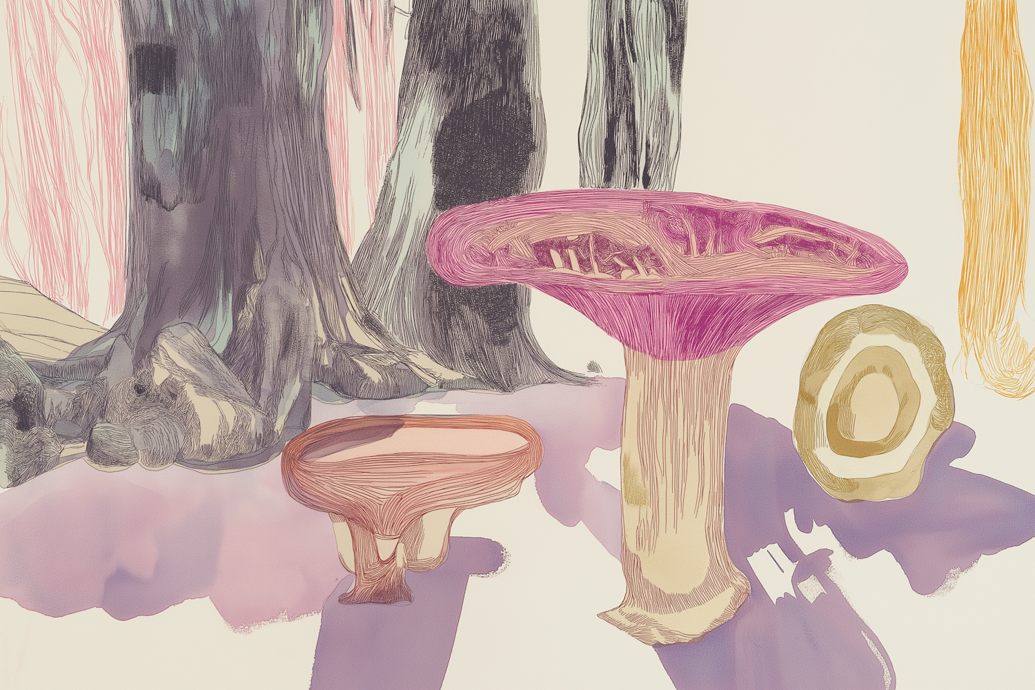 Enchanted Forest with Colorful Mushrooms