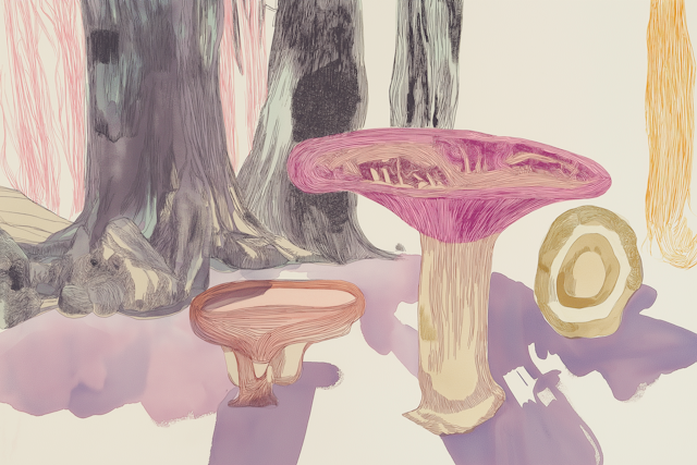 Enchanted Forest with Colorful Mushrooms