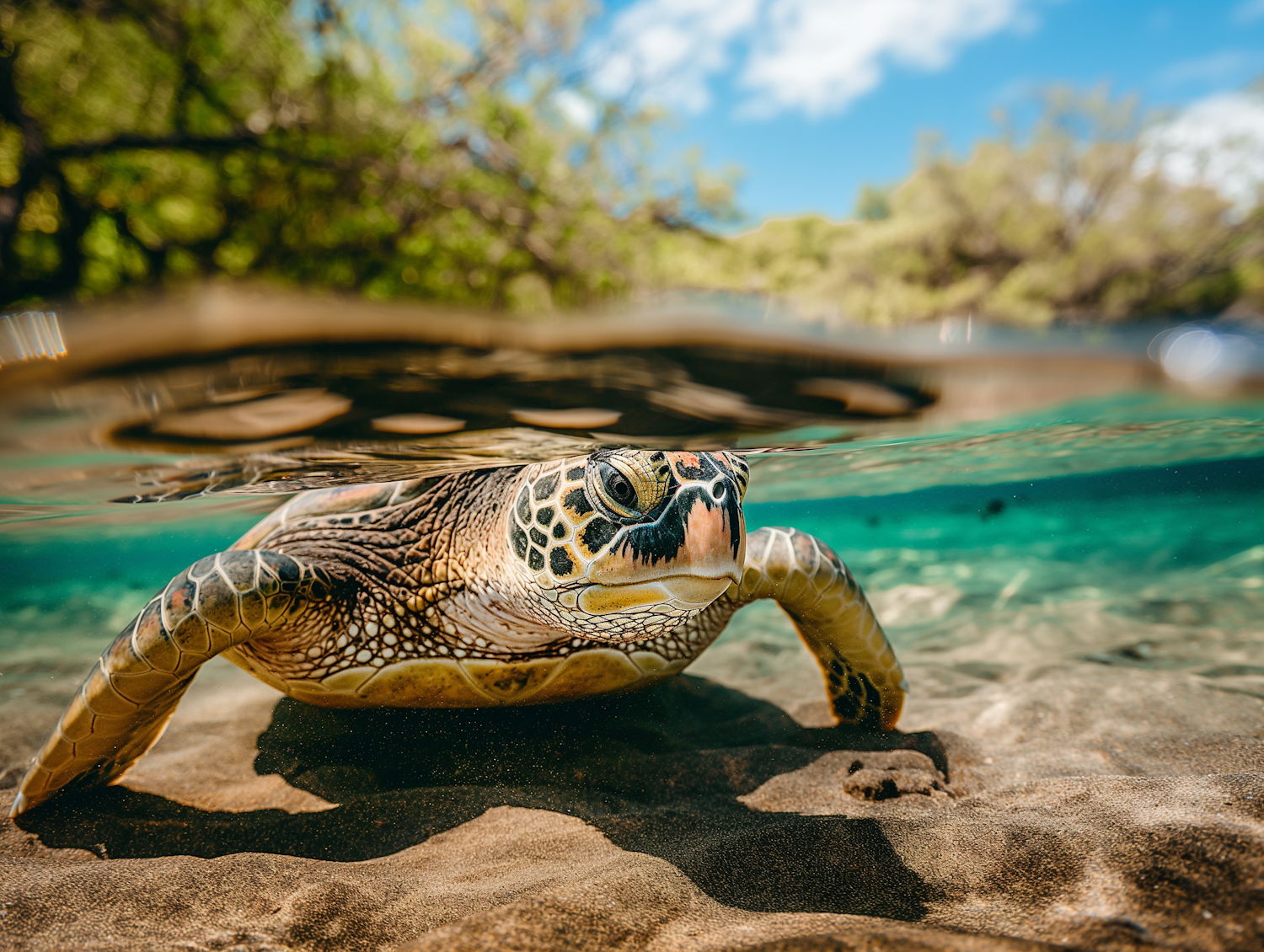 Submerged Sea Turtle