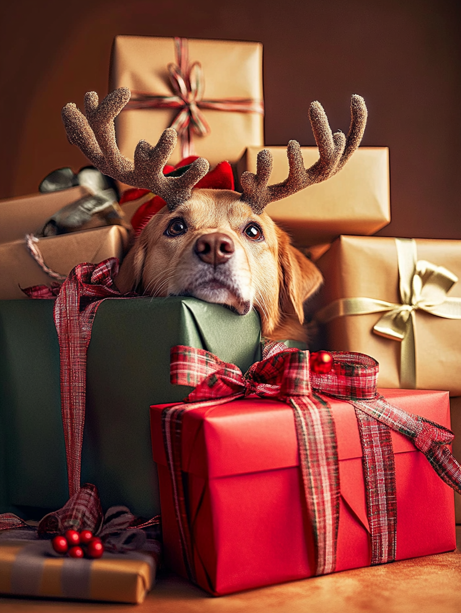 Festive Dog with Gifts