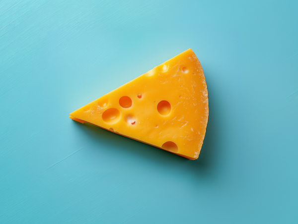 Swiss Cheese on Blue Background