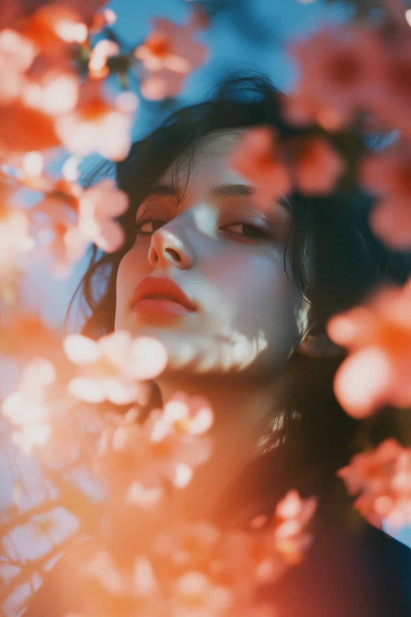 Ethereal Portrait with Flowers