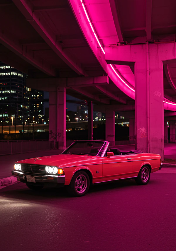 Red Convertible at Night