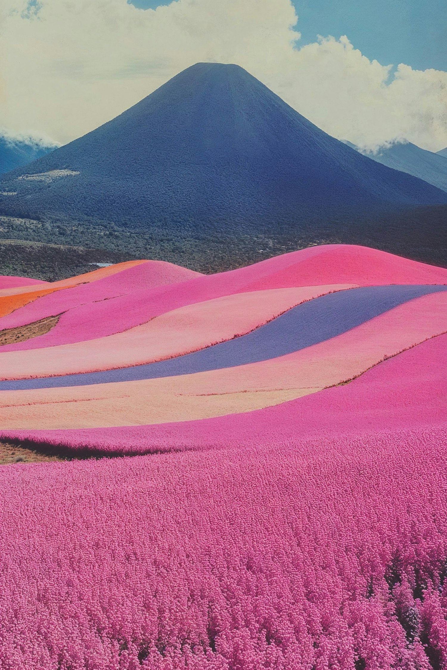 Surreal Landscape with Vibrant Fields