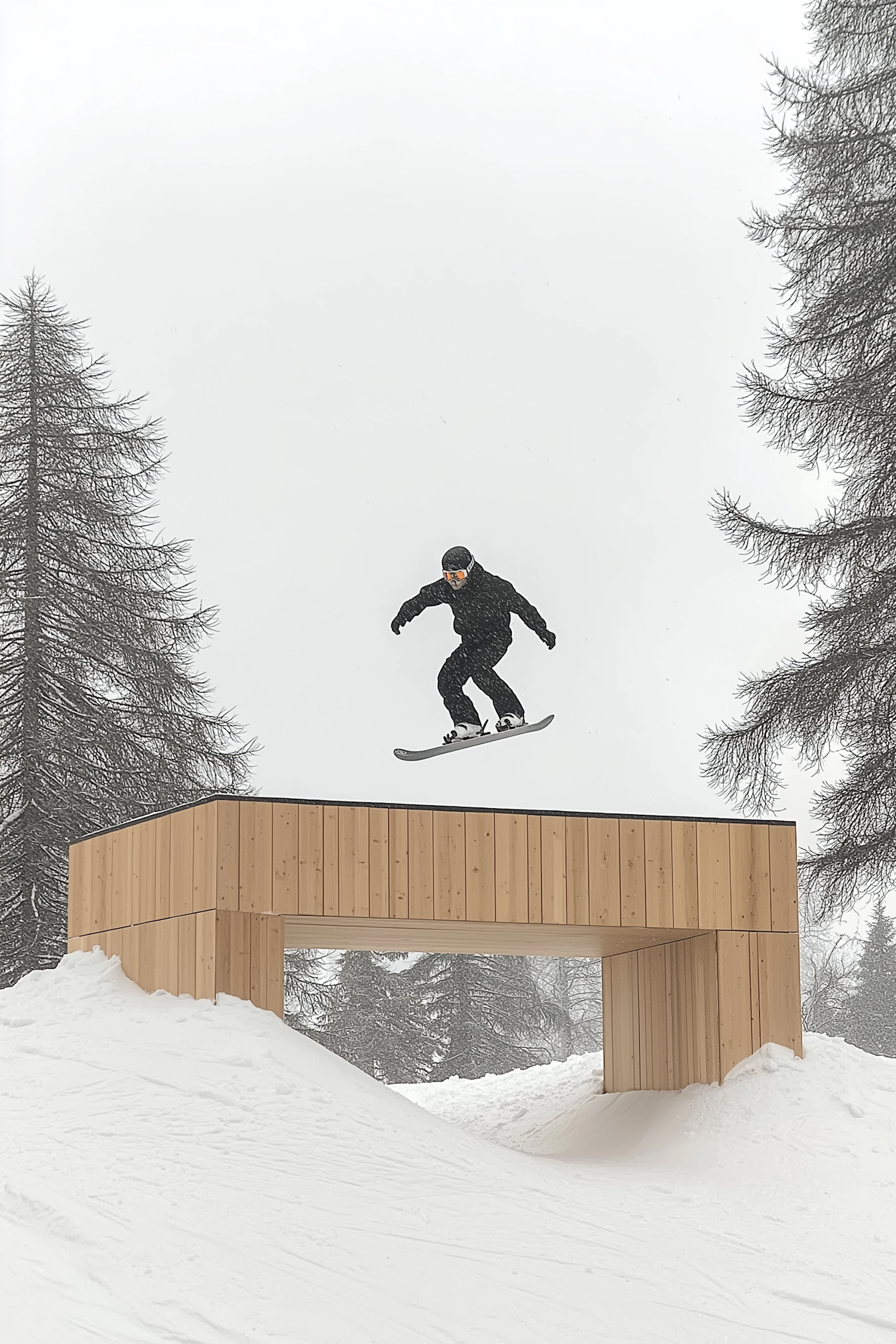 Snowboarder Mid-Air Jump