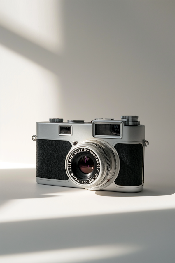 Vintage Silver and Black Rangefinder Camera