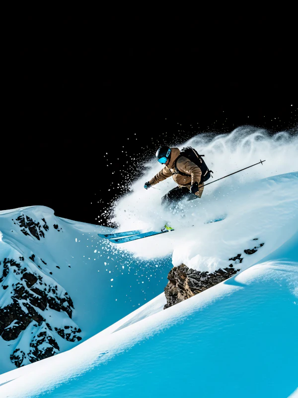 Skier Mid-Air Jump