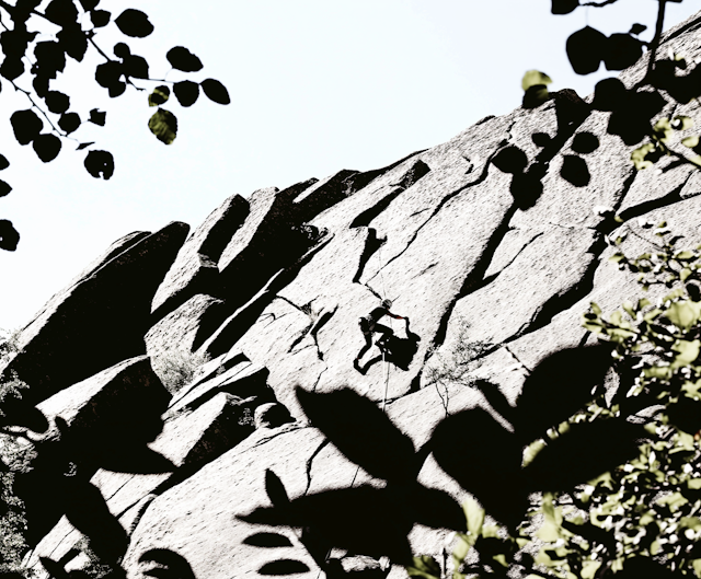 Monochrome Rock Climbing Adventure