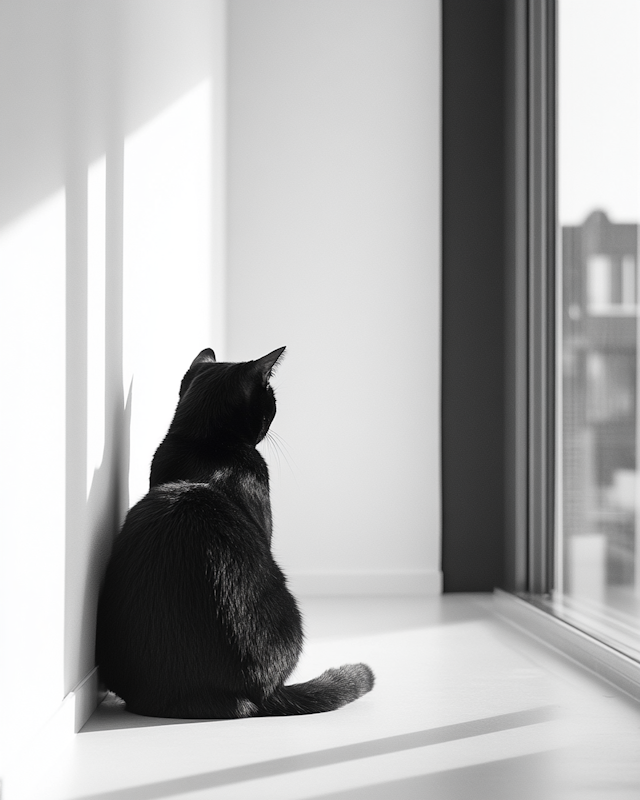 Black Cat on Windowsill