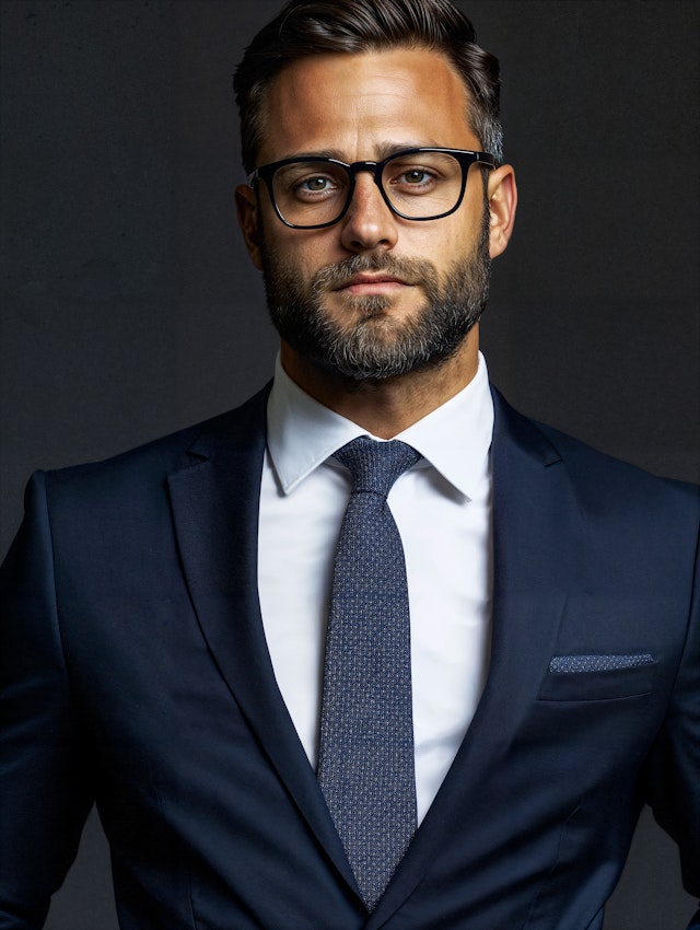 Professional man in navy suit