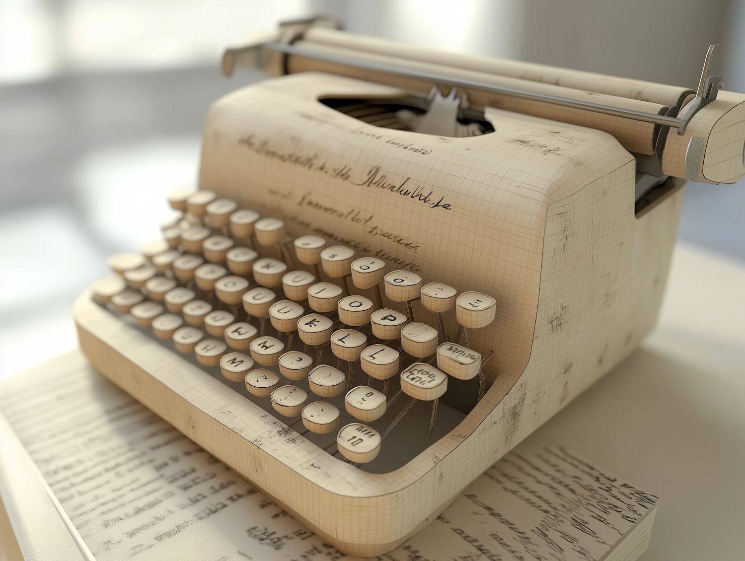 Vintage Typewriter with Wooden Keys