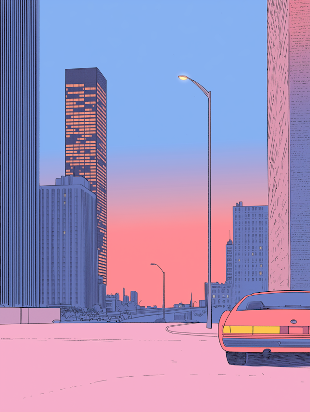 Serene Urban Scene at Dusk