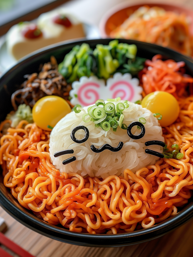 Creative Bibimbap with Character Face