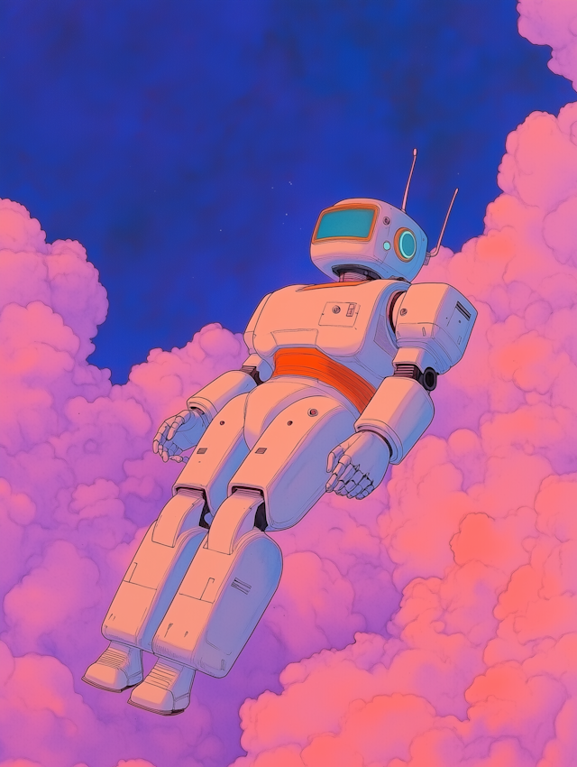 Robot in Pink Clouds