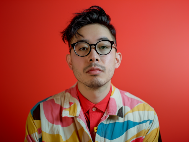 Stylish Man Against Red Background