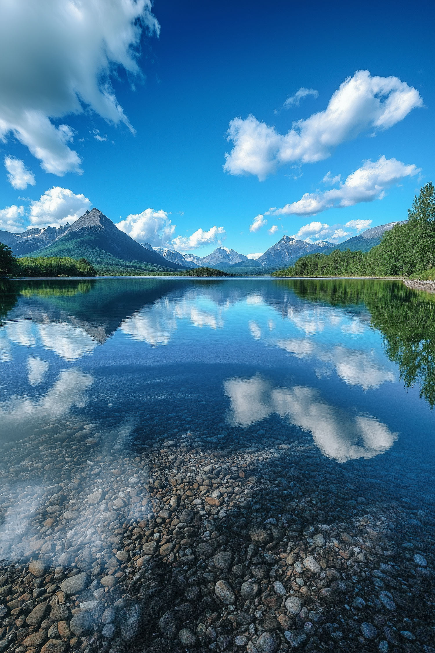 Serene Mountain Lake Landscape