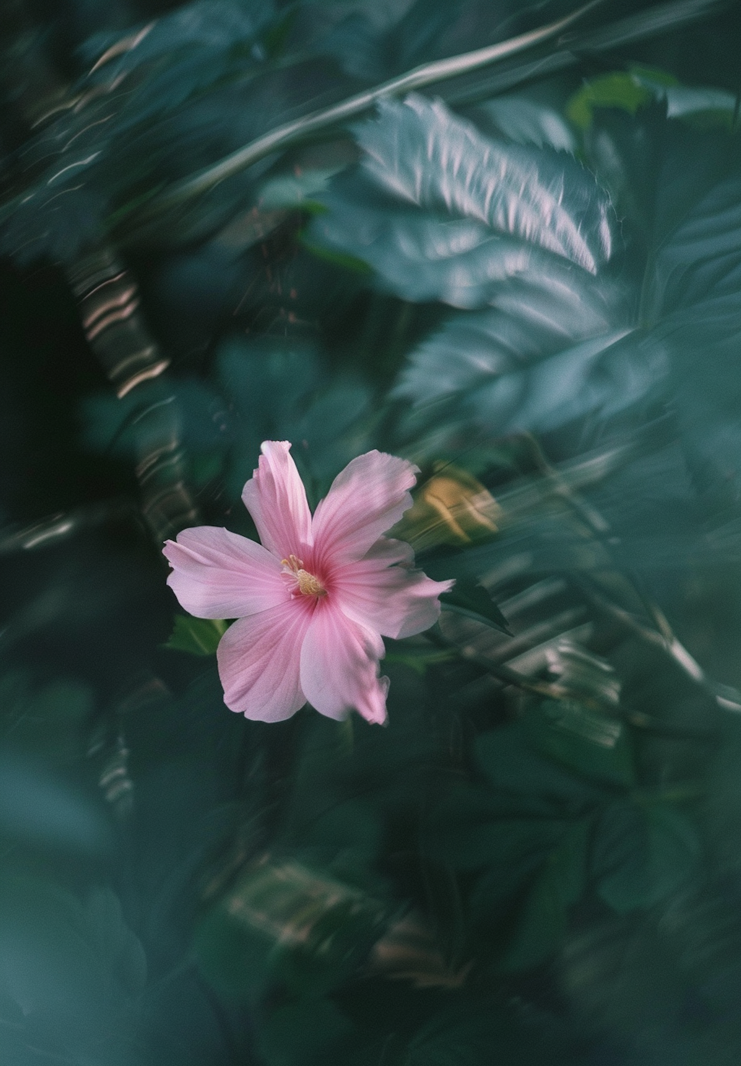 Single Pink Hibiscus in Bloom