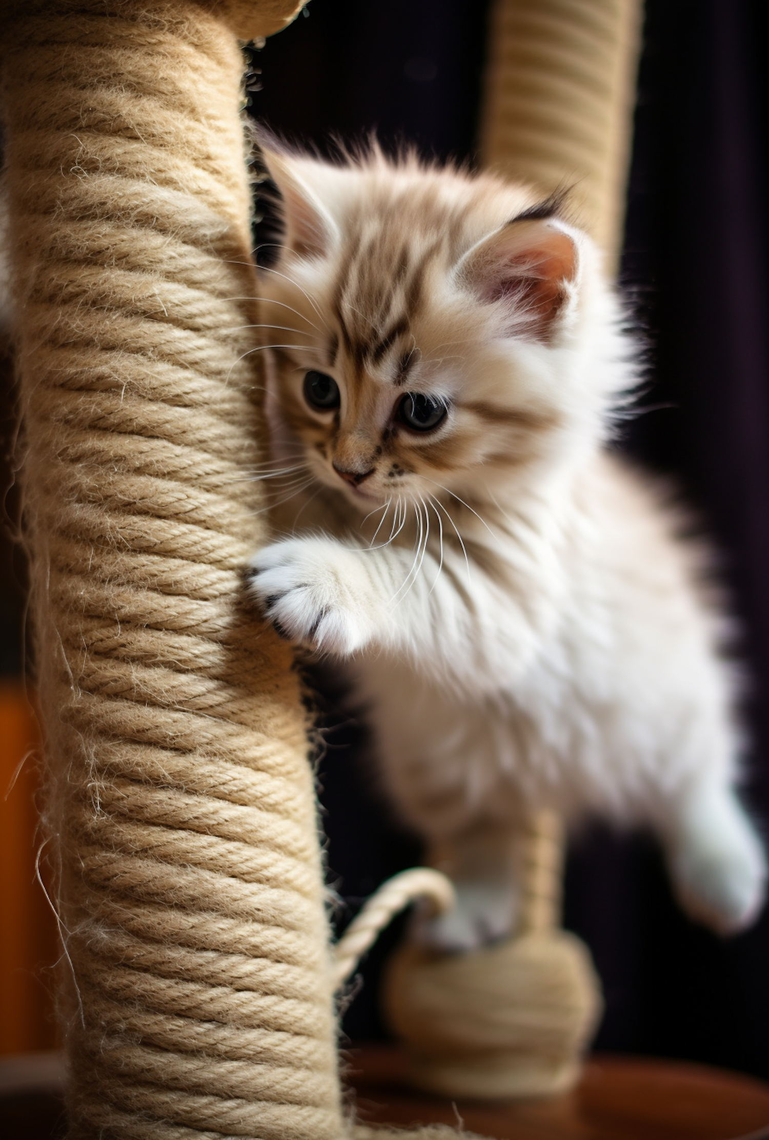 Curious Siamese Kitten with Rope