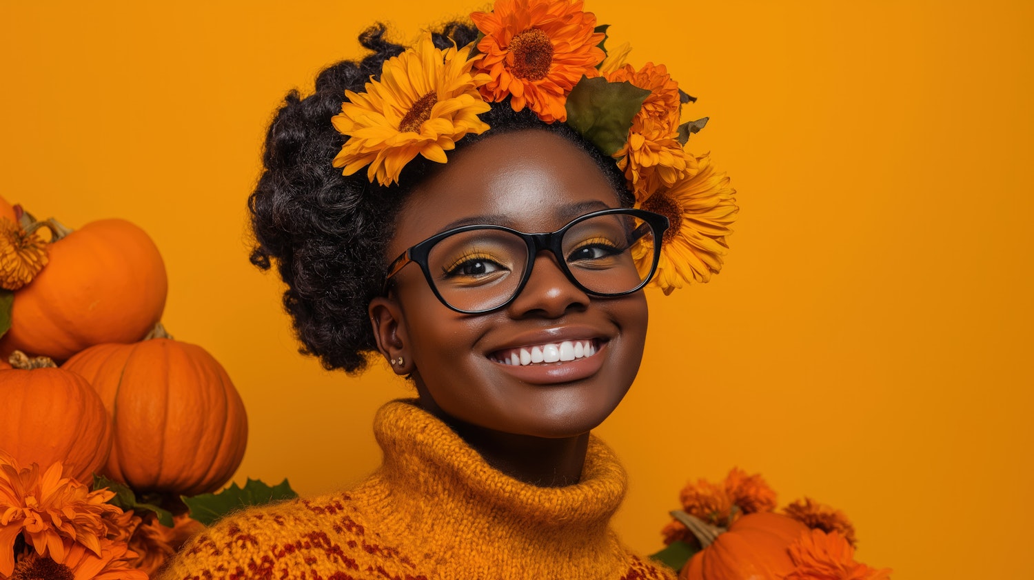 Smiling Woman with Autumnal Theme