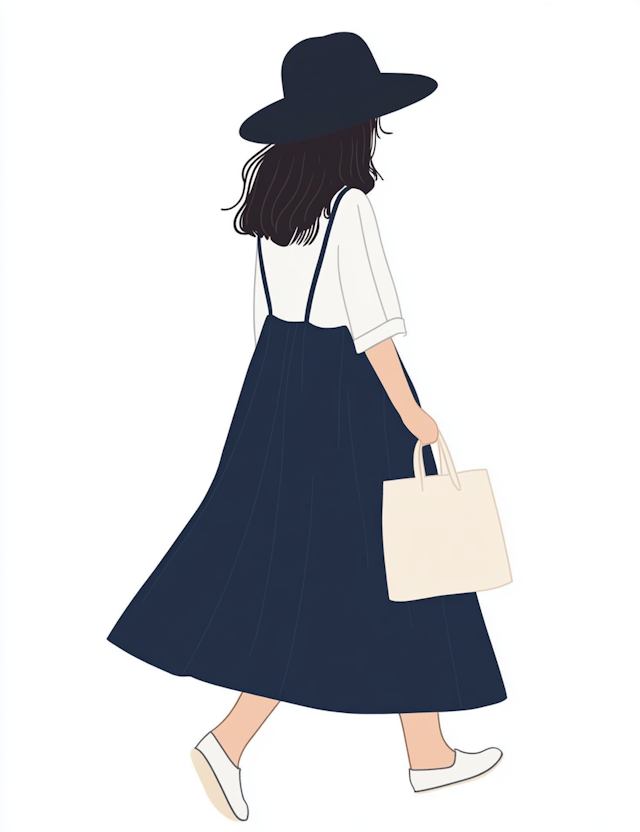 Stylish Illustrated Woman Walking