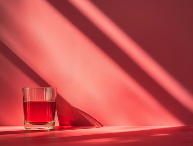 Minimalist Glass with Red Liquid