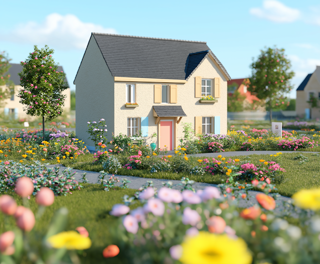 Whimsical House and Garden Rendering