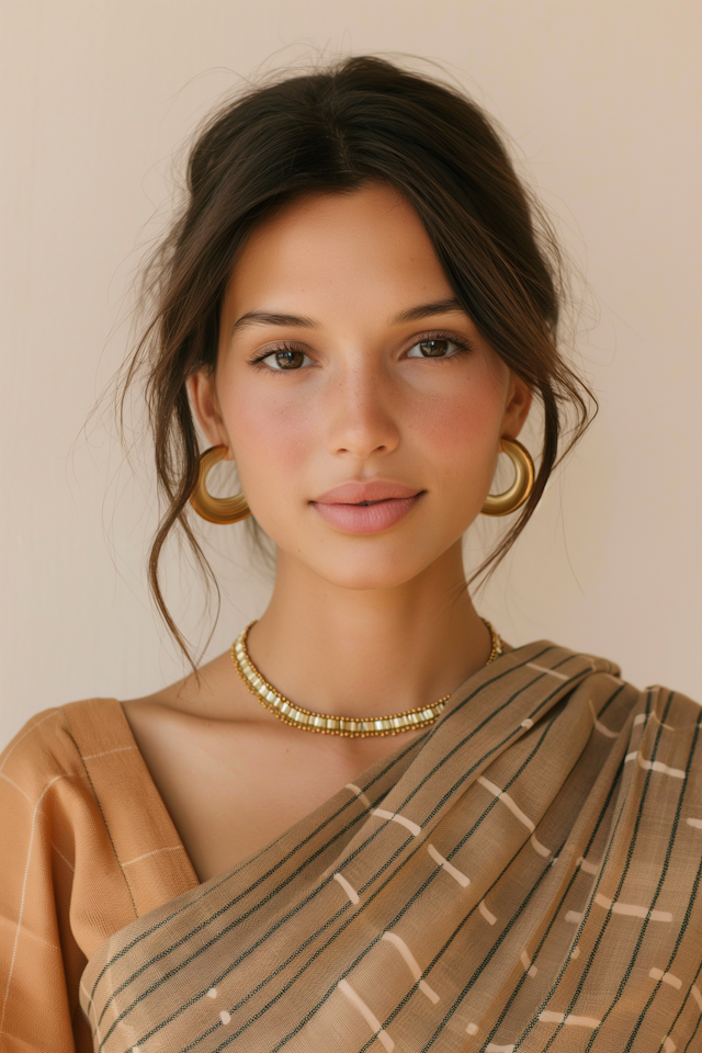 Serene Young Woman with Golden Jewelry