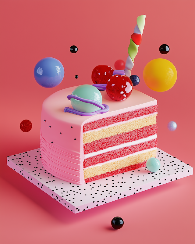 Whimsical Cake with Colorful Spheres