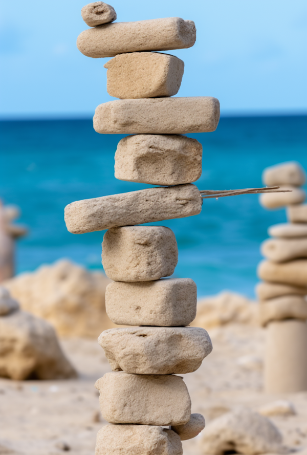 Zen Stone Stack by the Sea