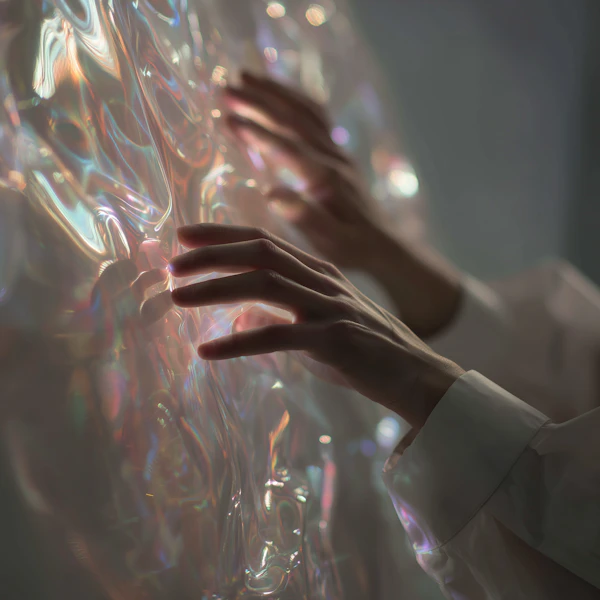 Hands on Iridescent Surface