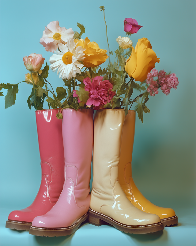 Colorful Boots with Flowers