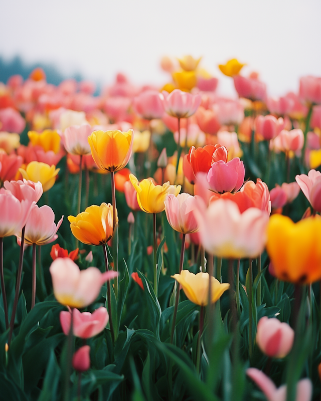 Vibrant Tulip Field