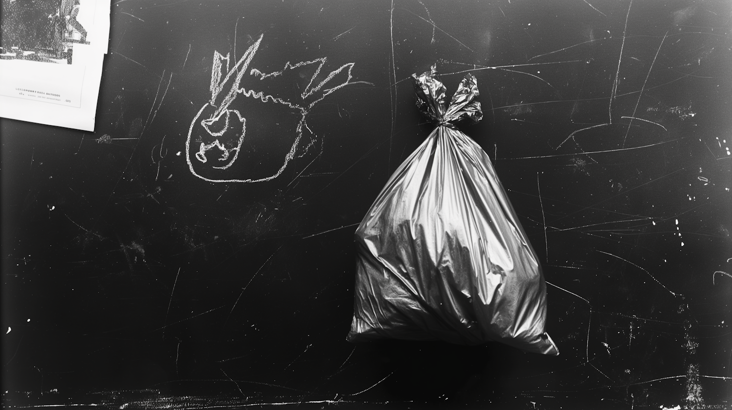 Urban Contrast - Garbage Bag and Chalk Drawings