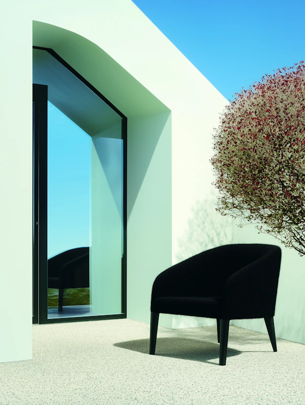 Modern Architectural Setting with Black Chair
