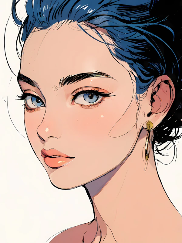 Blue Haired Woman Illustration