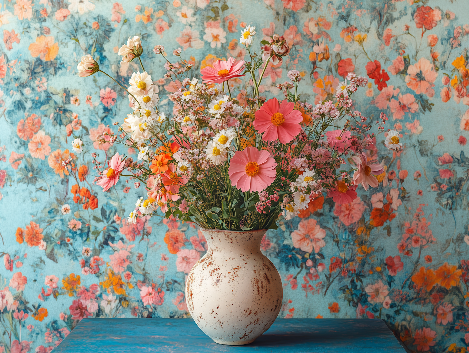 Rustic Vase with Vibrant Bouquet