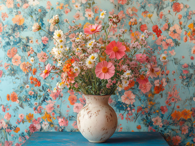 Rustic Vase with Vibrant Bouquet