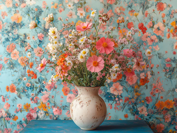 Rustic Vase with Vibrant Bouquet