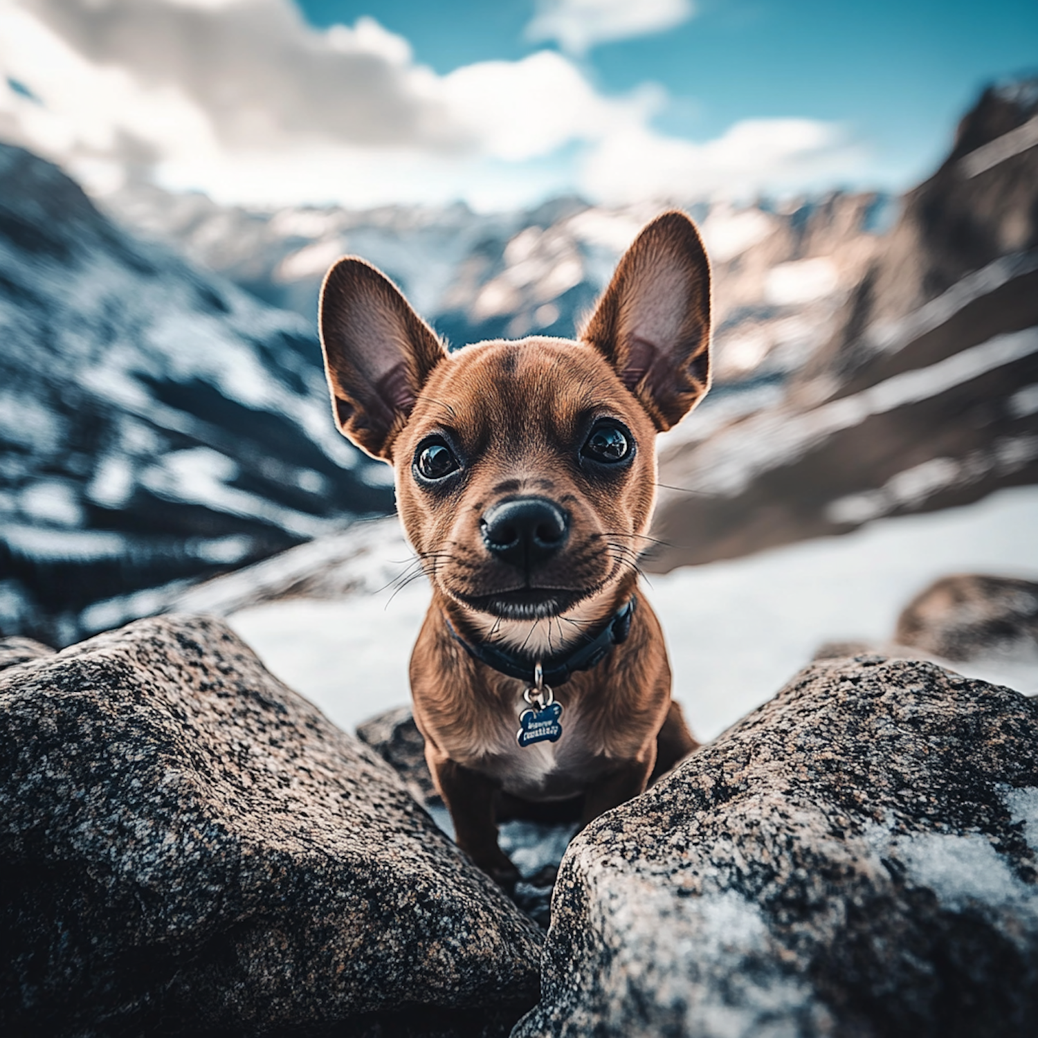 Dog in Mountainous Landscape